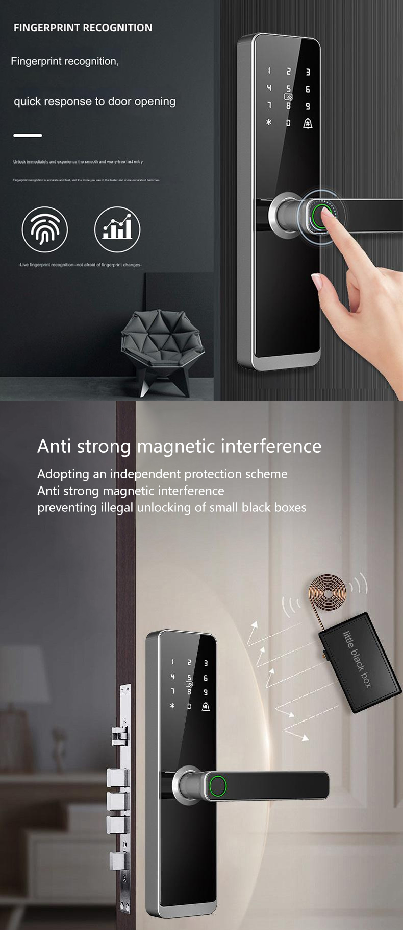 N2(N2F) Smart Handle Door Lock | Creative Hotel Door Lock - Textured Apartment Smart Lock Features